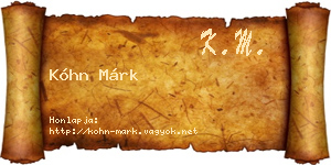 Kóhn Márk névjegykártya